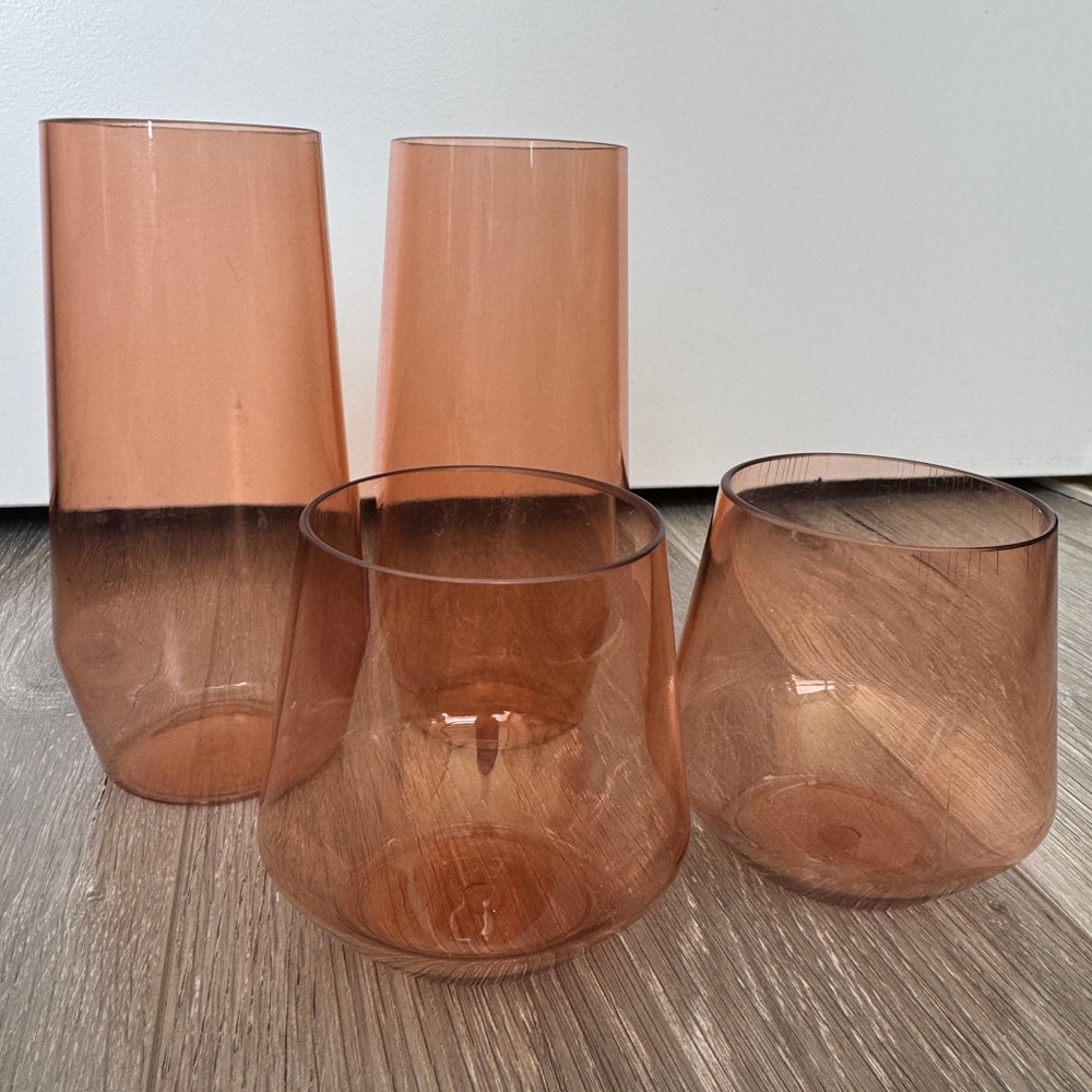 Set of 4 Habitat Rose Pink Vintage Plastic Tumblers for Stylish Camping